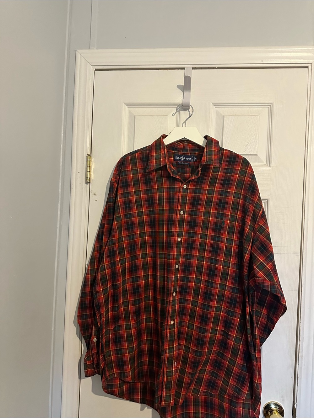 Ralph Lauren Red and Green Plaid Button-Down Shirt XL